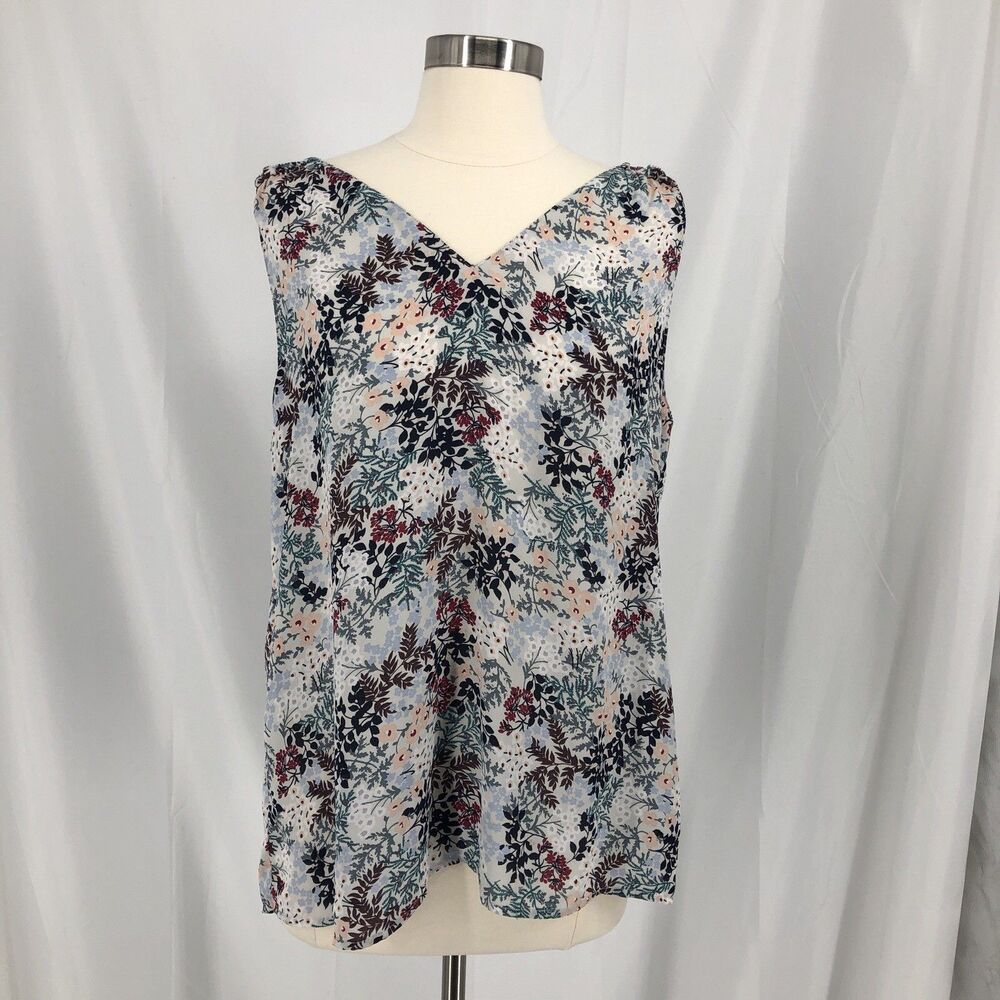 LOFT Outlet Women's Floral Sleeveless V-Neck Blouse